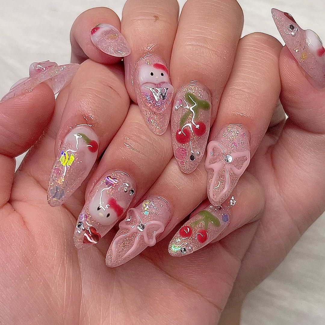 3D Hello Kitty Nails