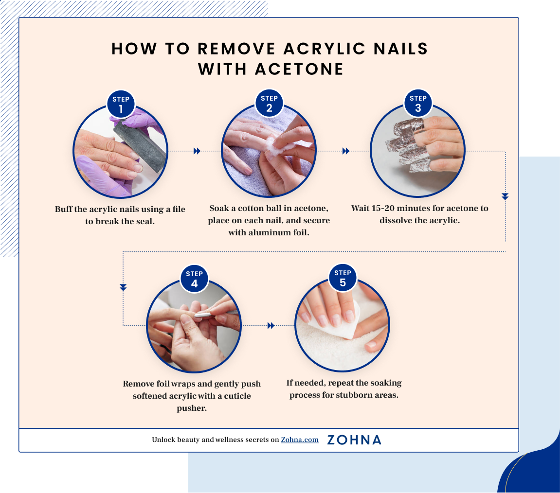 how to remove acrylic nails with acetone