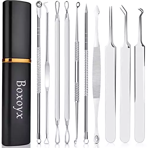 Boxoyx 10 Pcs Professional Pimple Comedone Extractor Popper Tool