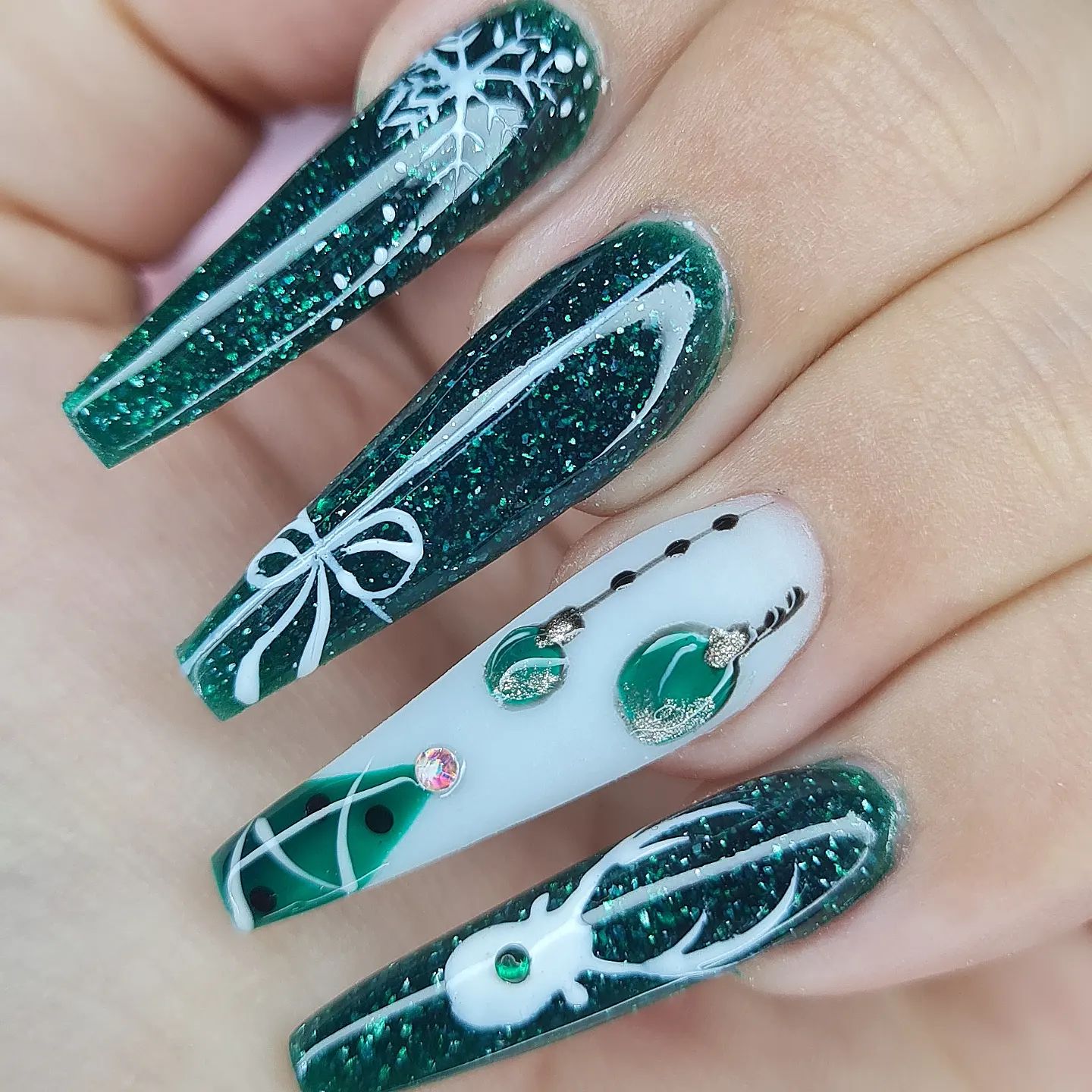 Acrylic Coffin Christmas Nails