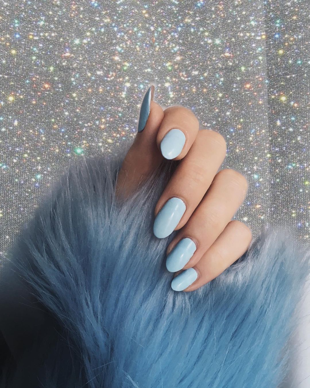 Baby Blue Almond Nails