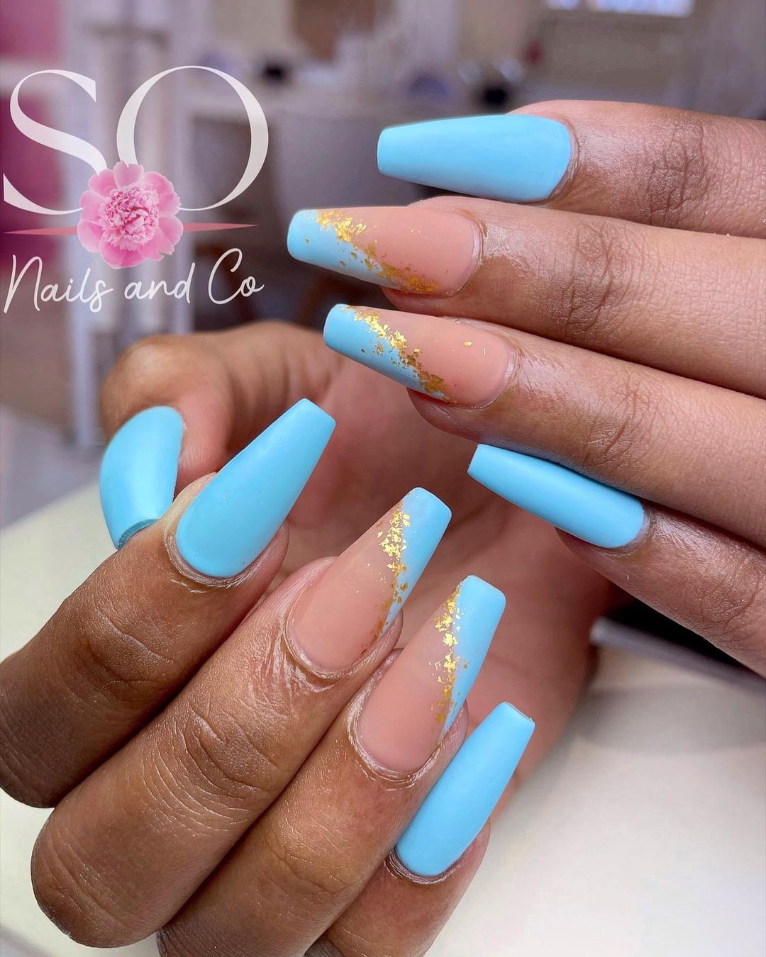 Baby Blue Coffin Nails