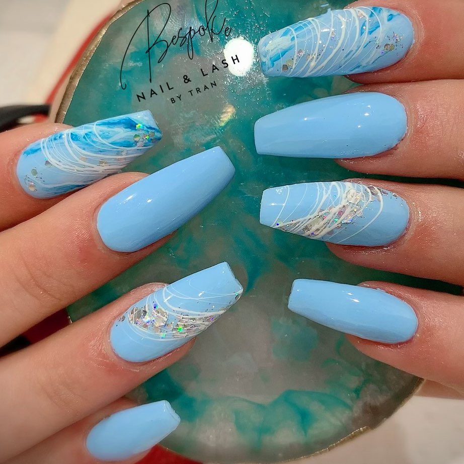 Baby Blue Marble Nails