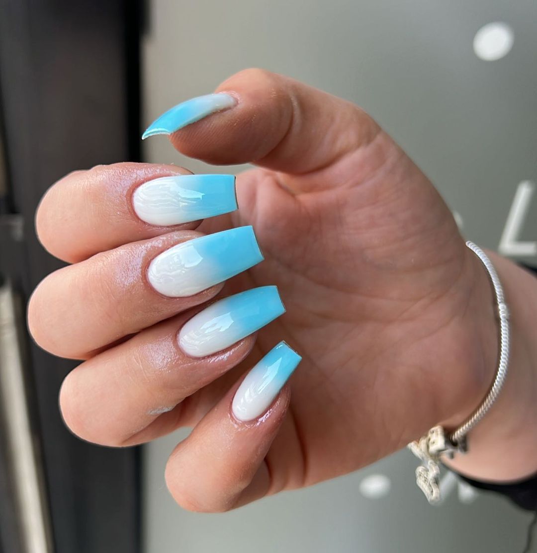 Baby Blue Ombre Nails