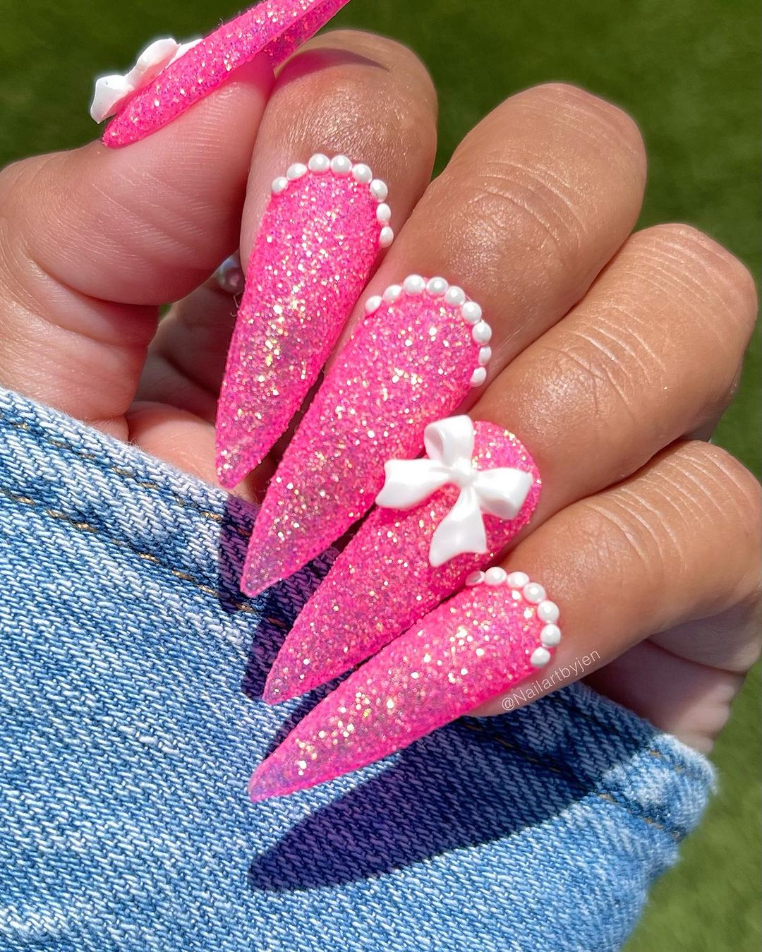 Barbie Nails With Glitter