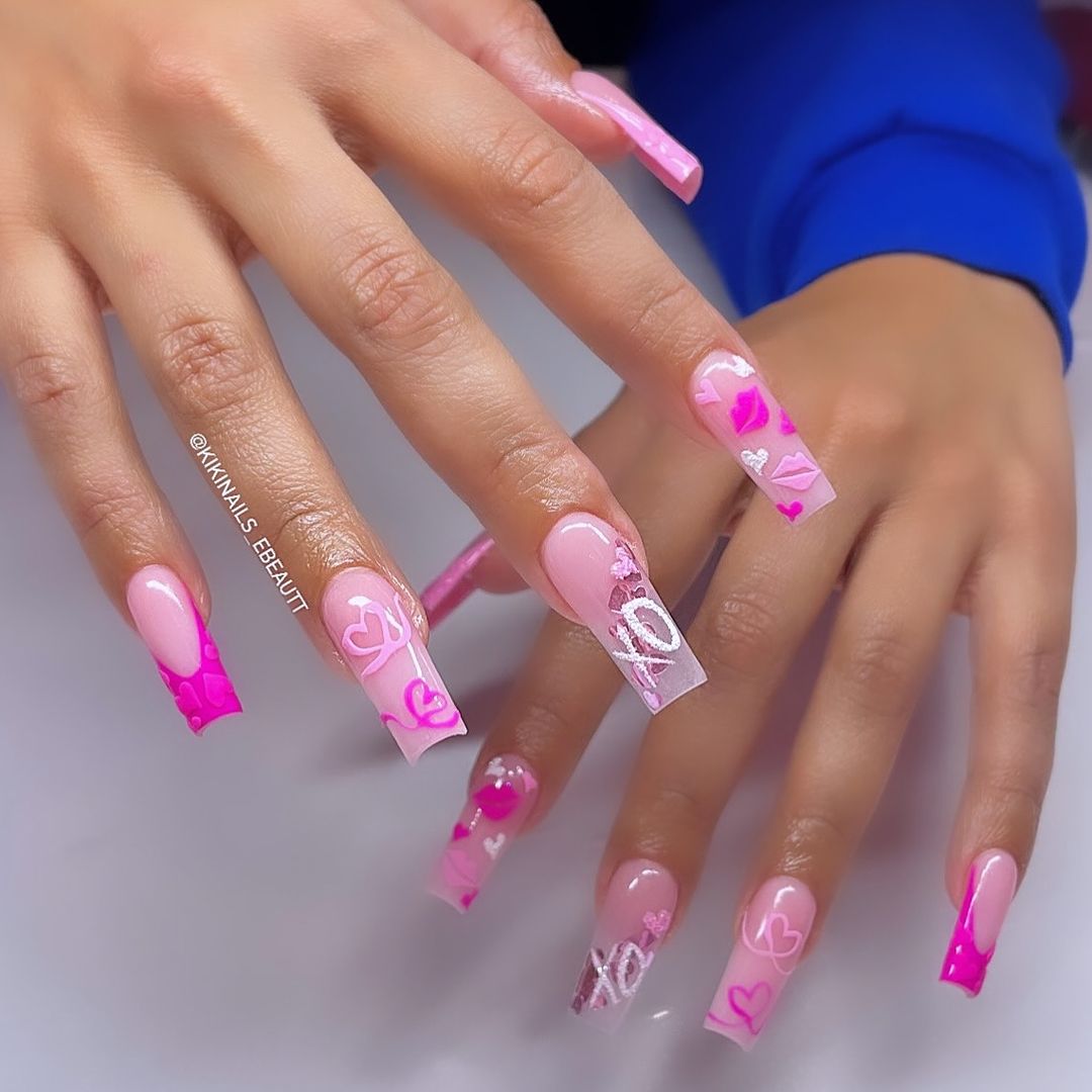 Barbie Nails With Hearts