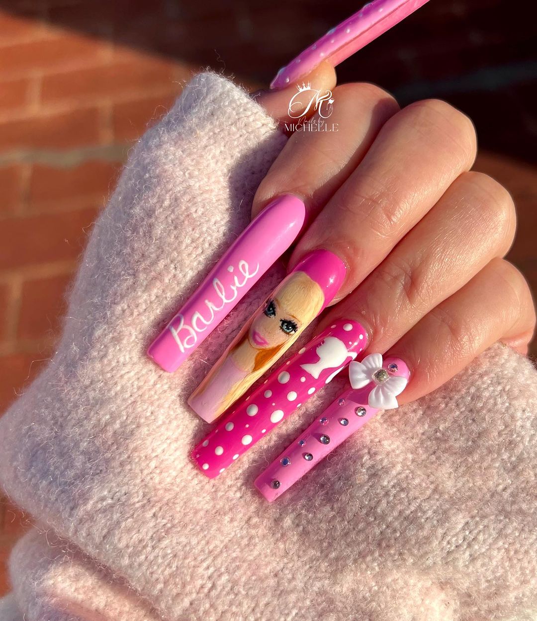 Barbie Shades of Pink Nails