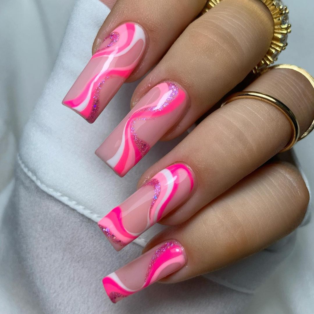 Barbie Swirl Nails