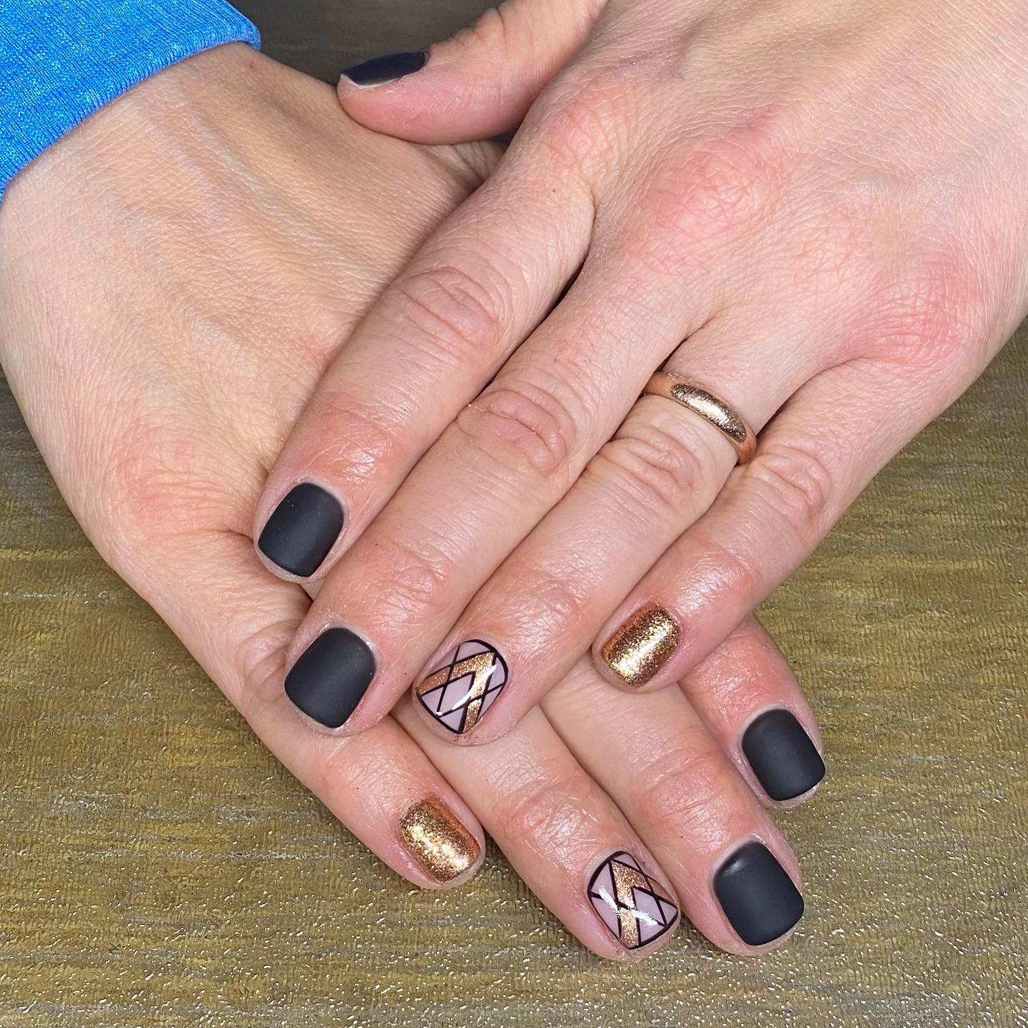 Black and Gold Geometric Nails