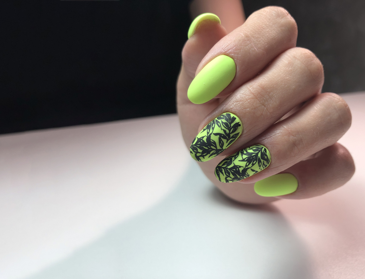 Black and Lime Green Nails
