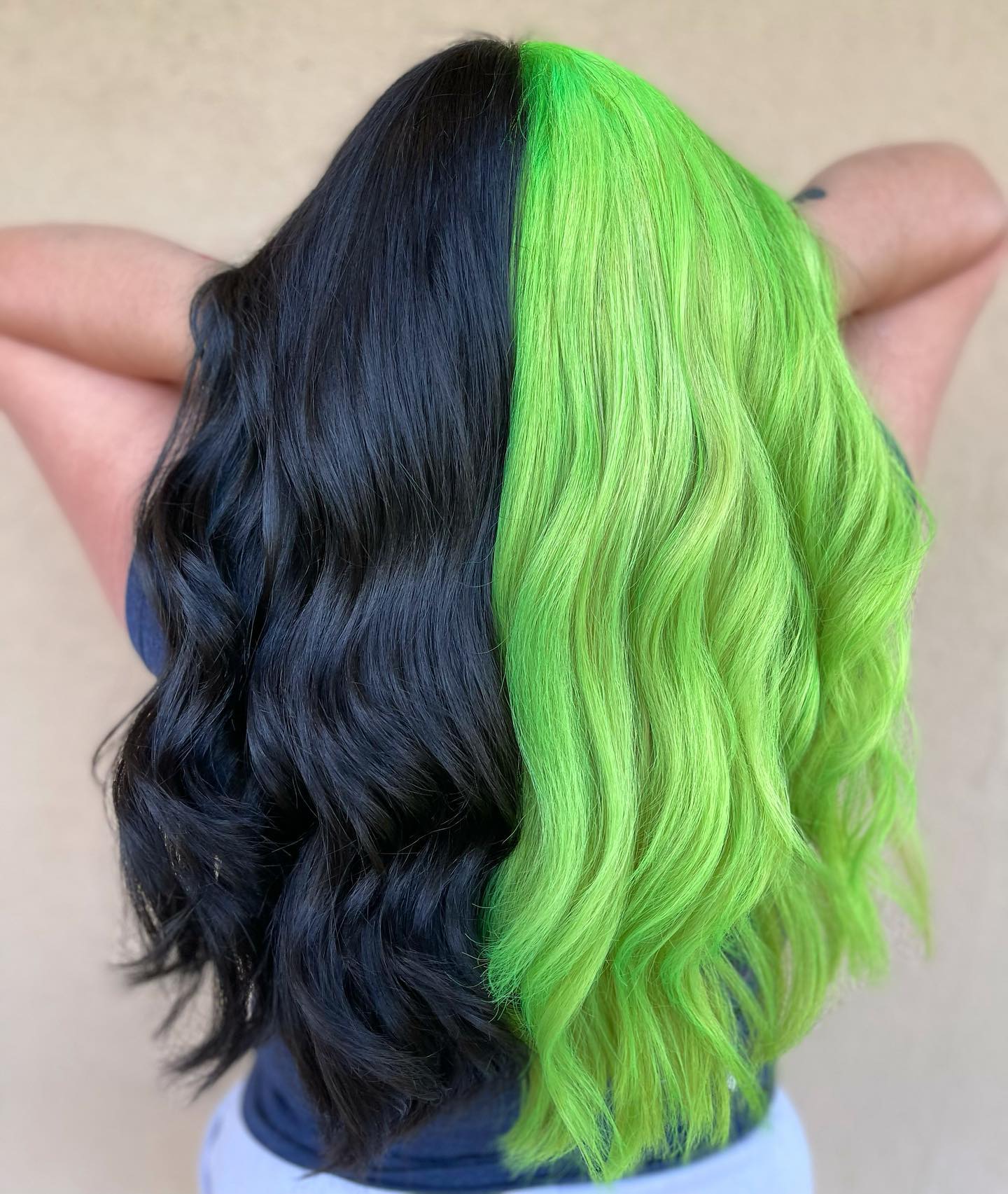 Black and Neon Green Hair