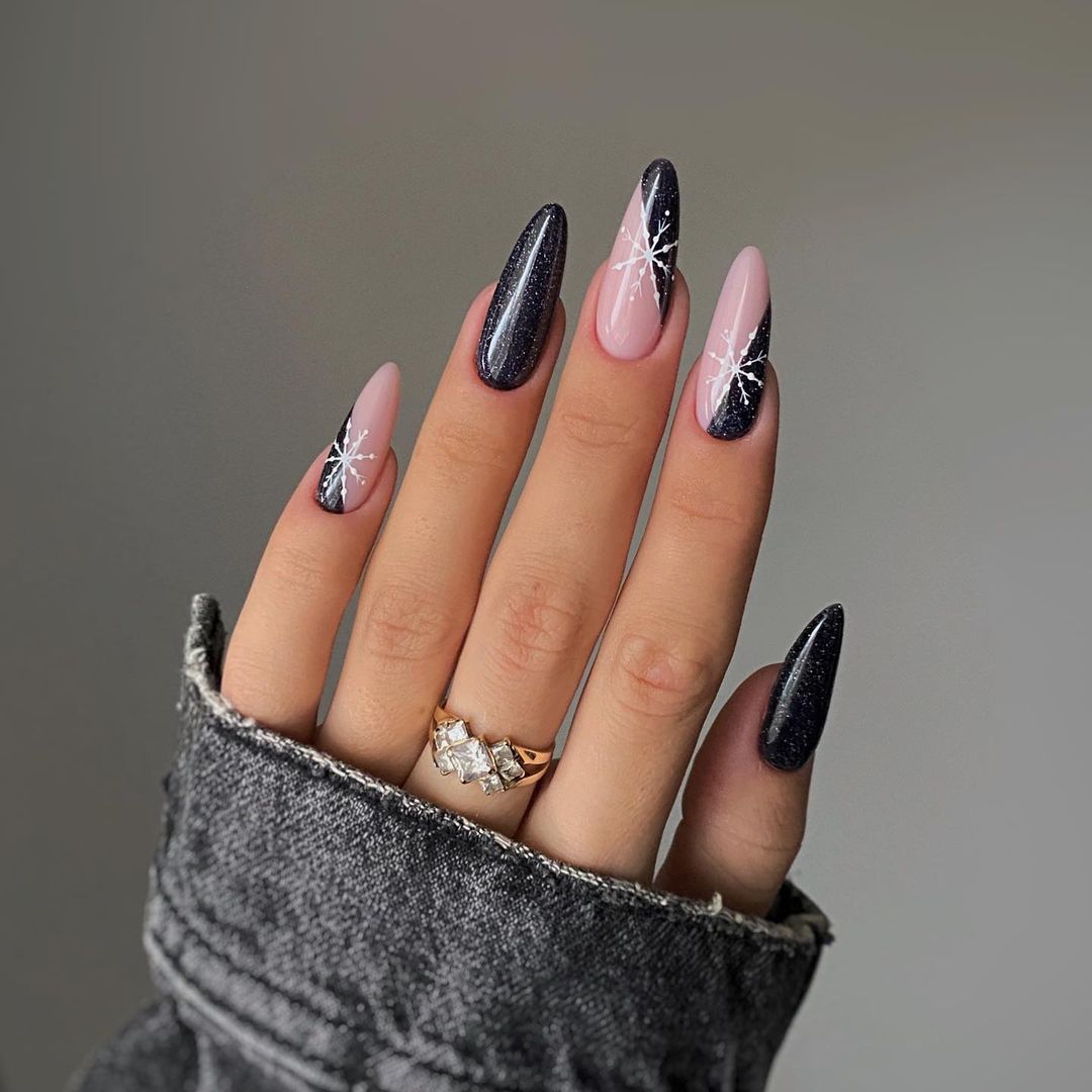 Black And Pink Nails Matte
