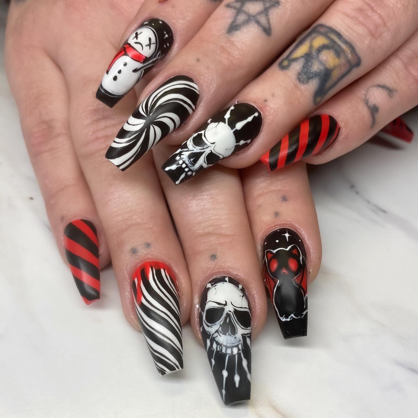 Black and Red Christmas Nails
