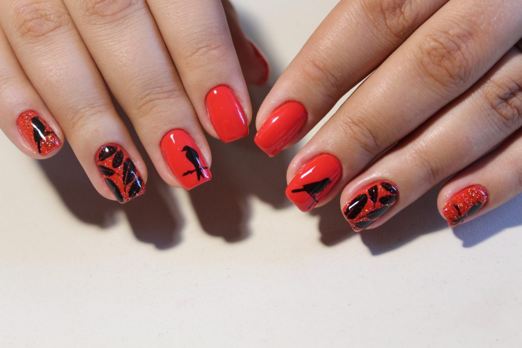 Black And Red Valentine Nails
