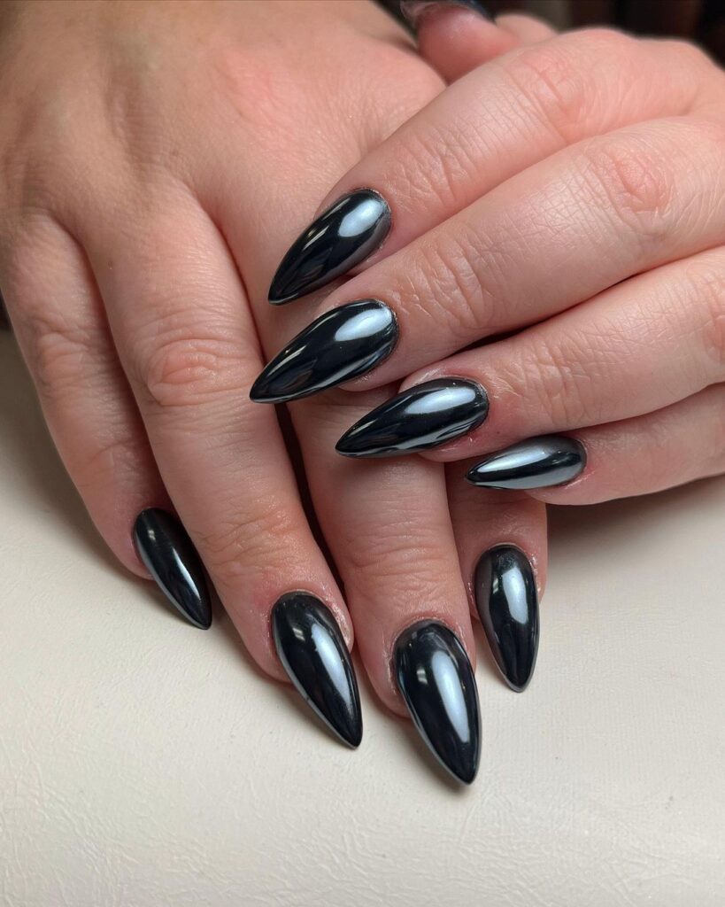 15 Trending Black Chrome Nail Styles for a Rockstar Look