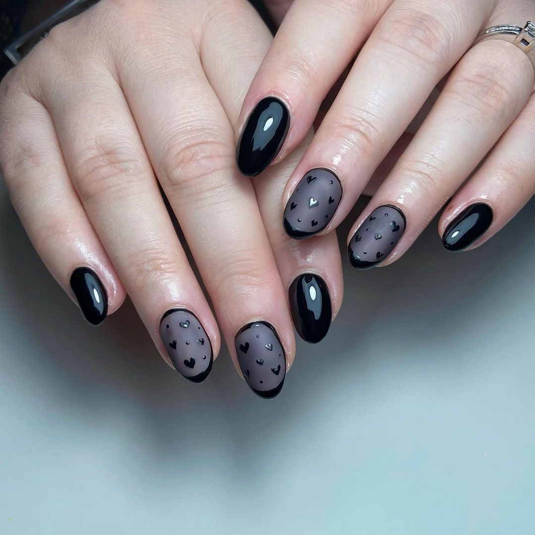 Black Nails With Heart