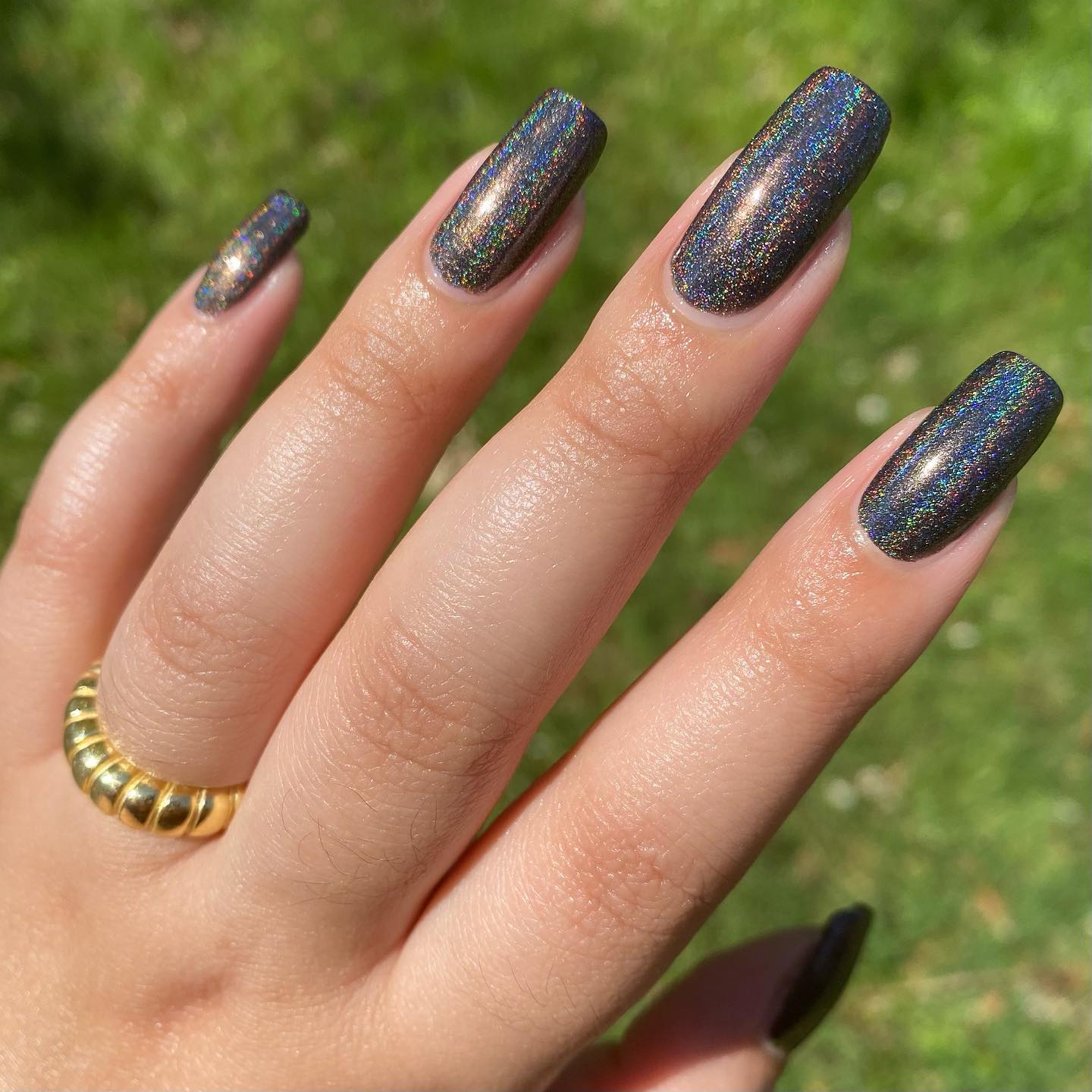 Black with Holographic Glitter