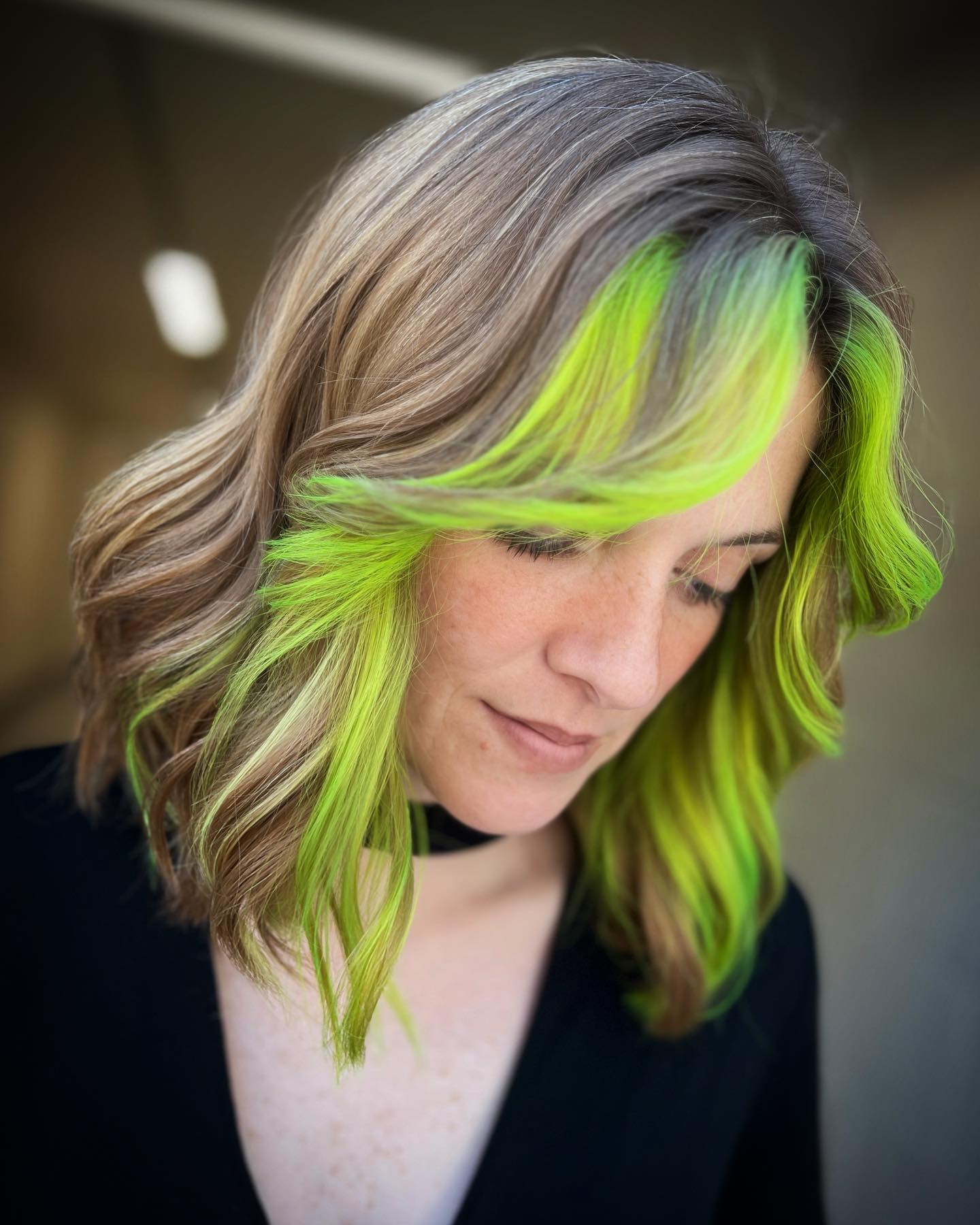 Blonde and Neon Green Hair