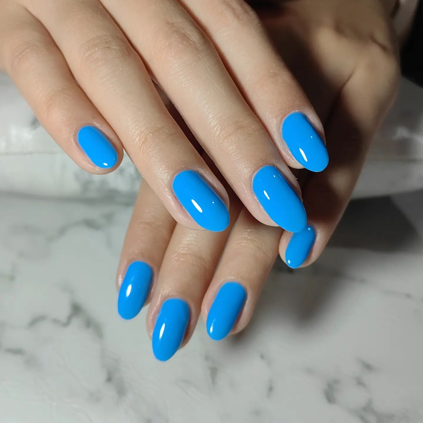 Blue Almond Nails
