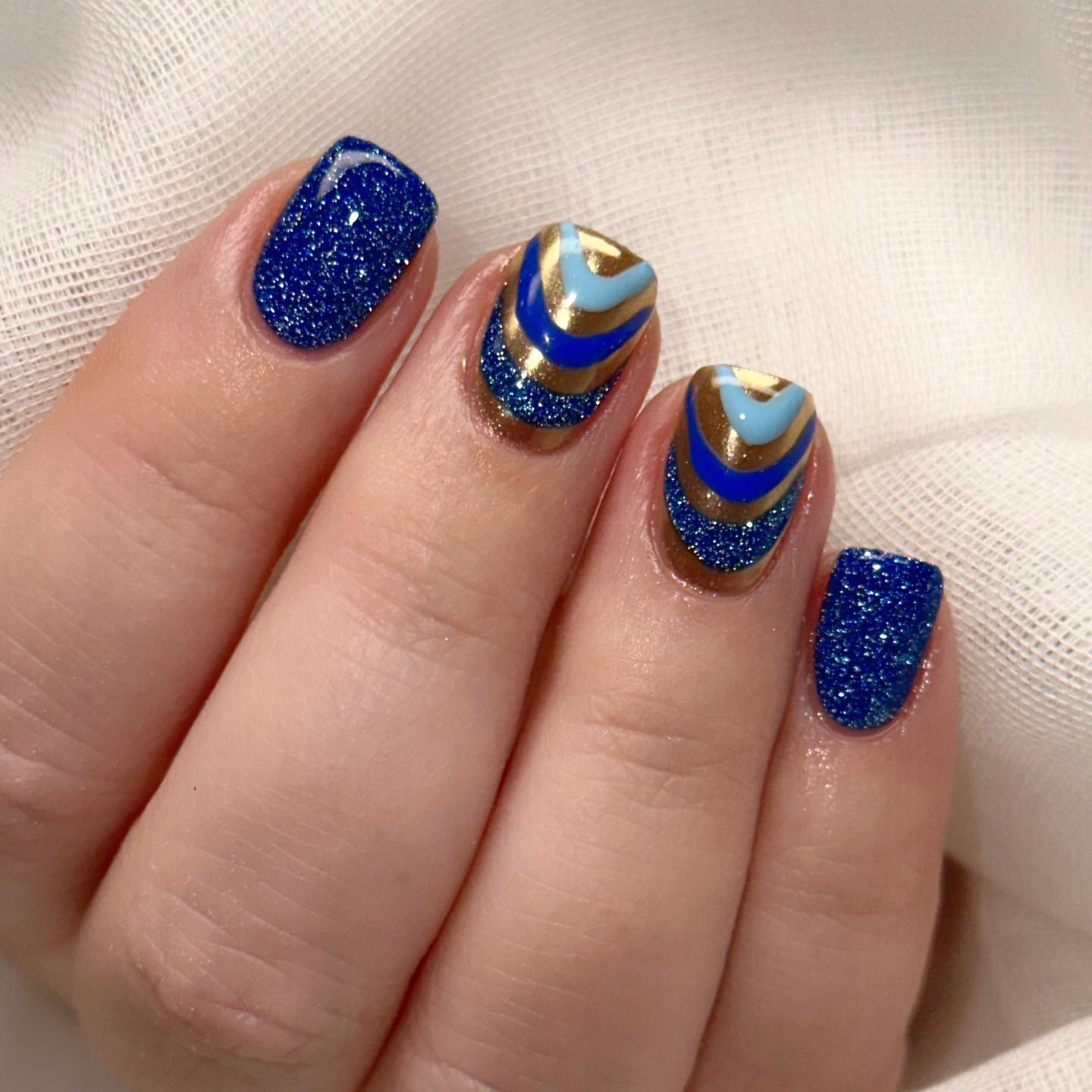 Blue And Gold Acrylic Nails
