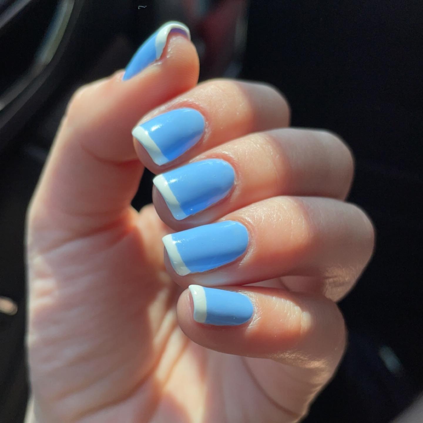 Blue Nails White Tips