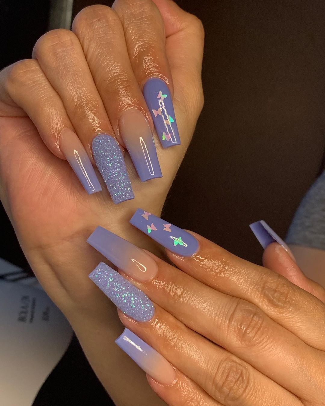 Blue Ombre Nails Coffin