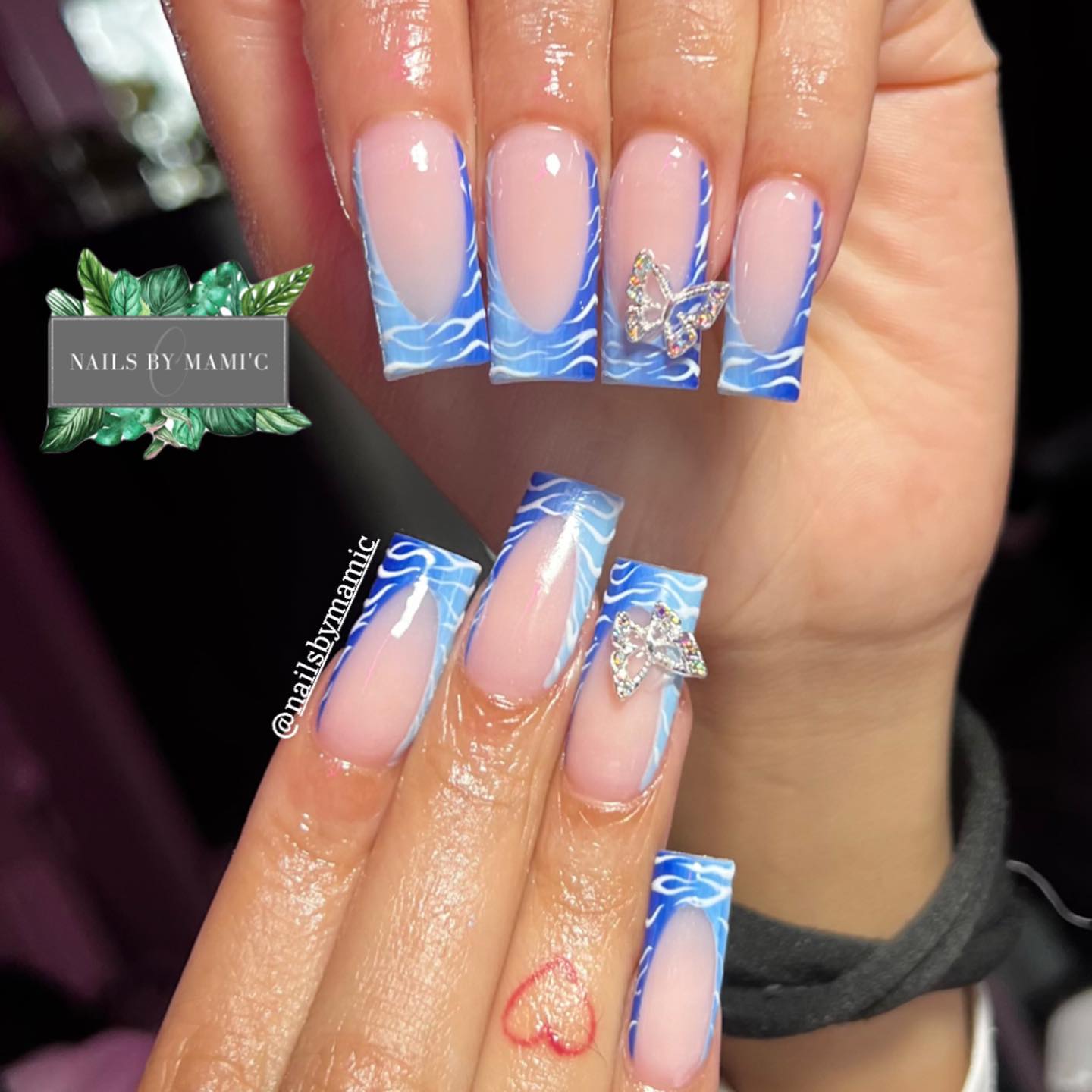 Blue Tip Acrylic Nails
