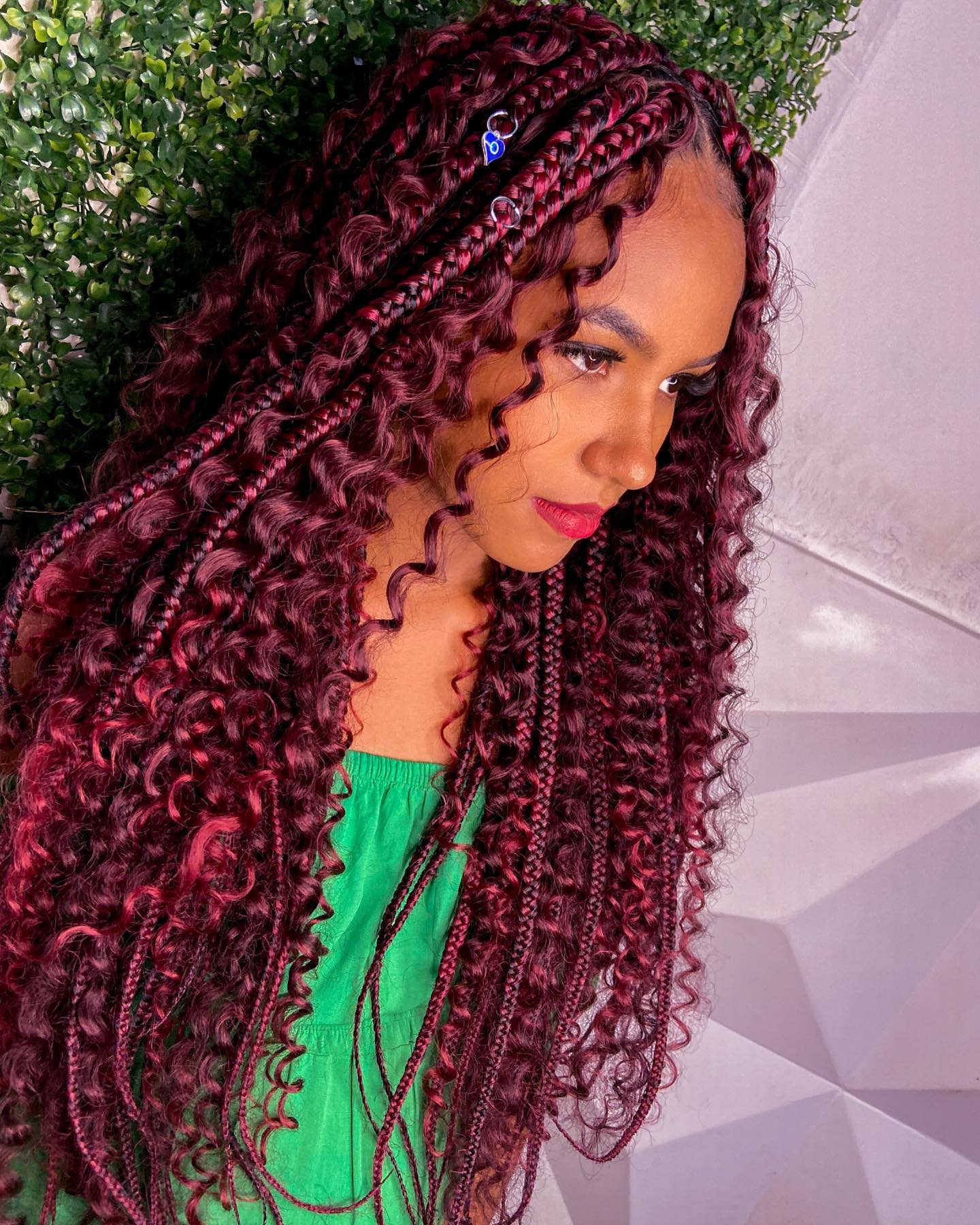 Bohemian Box Braids with Color
