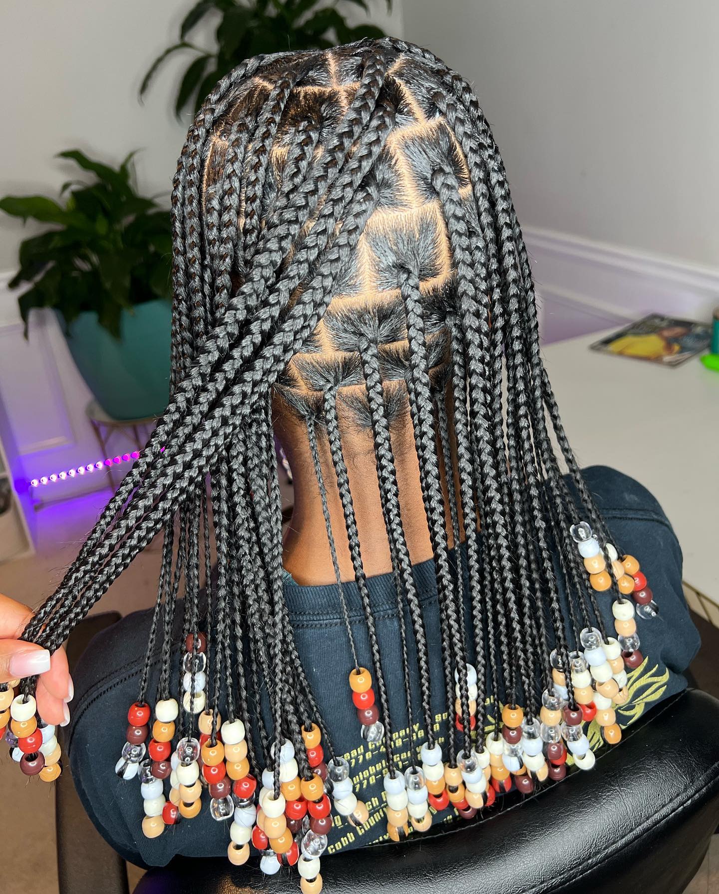 Box Braids with Beads and Color