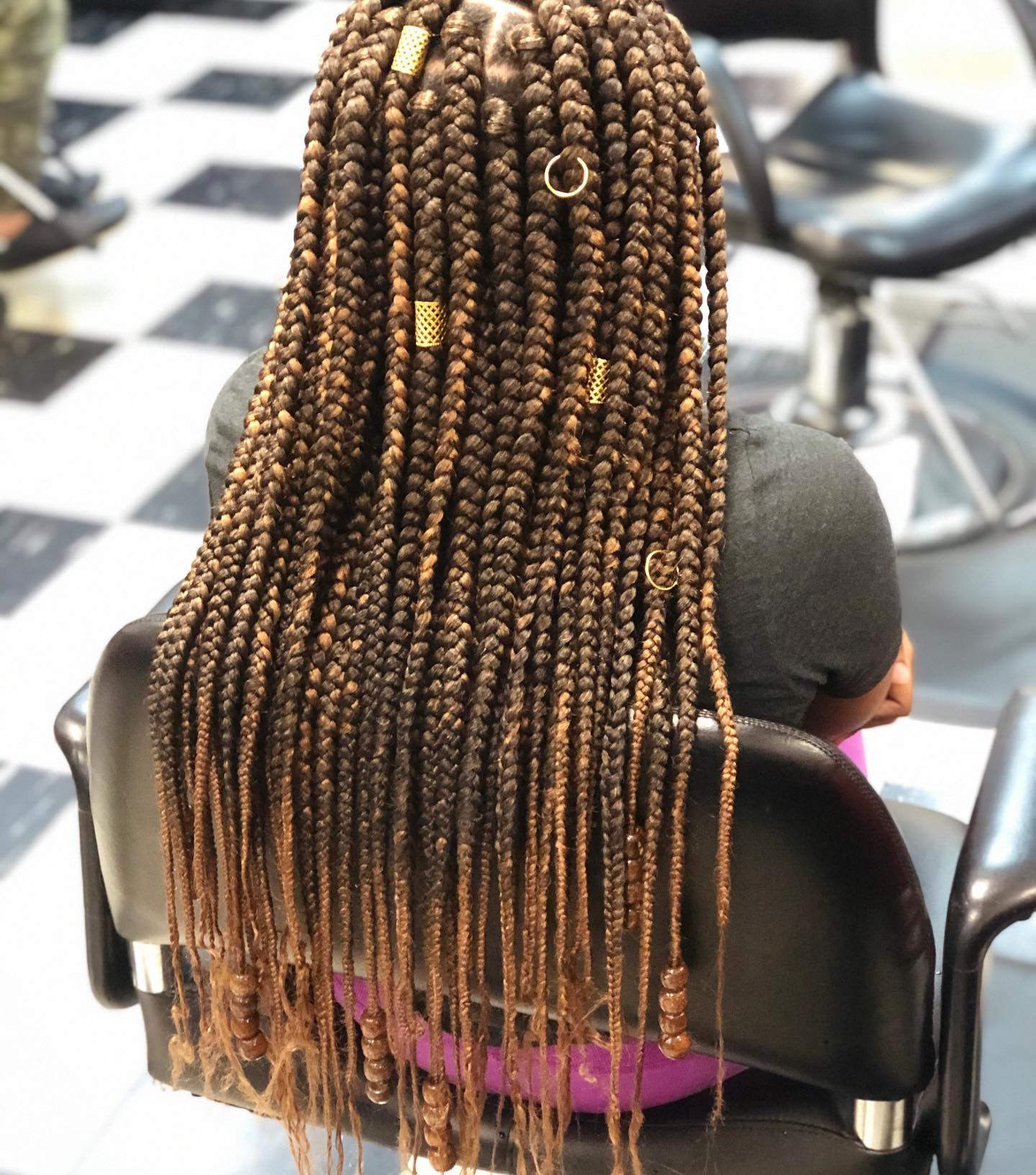 Box Braids with Brown Beads