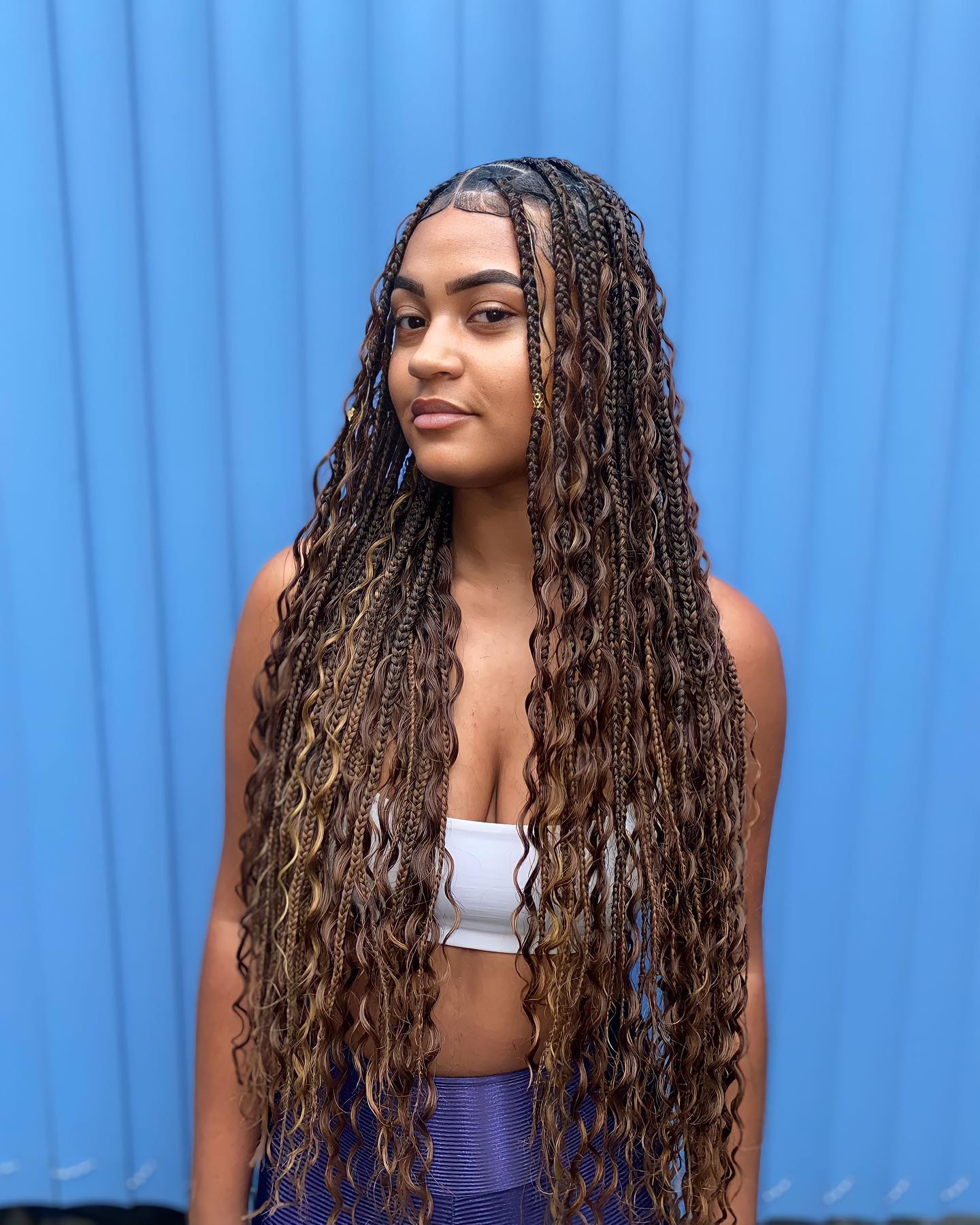 Box Braids with Loose Curls