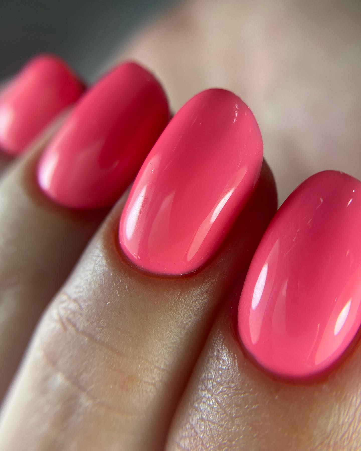 Bright Short Pink Nails