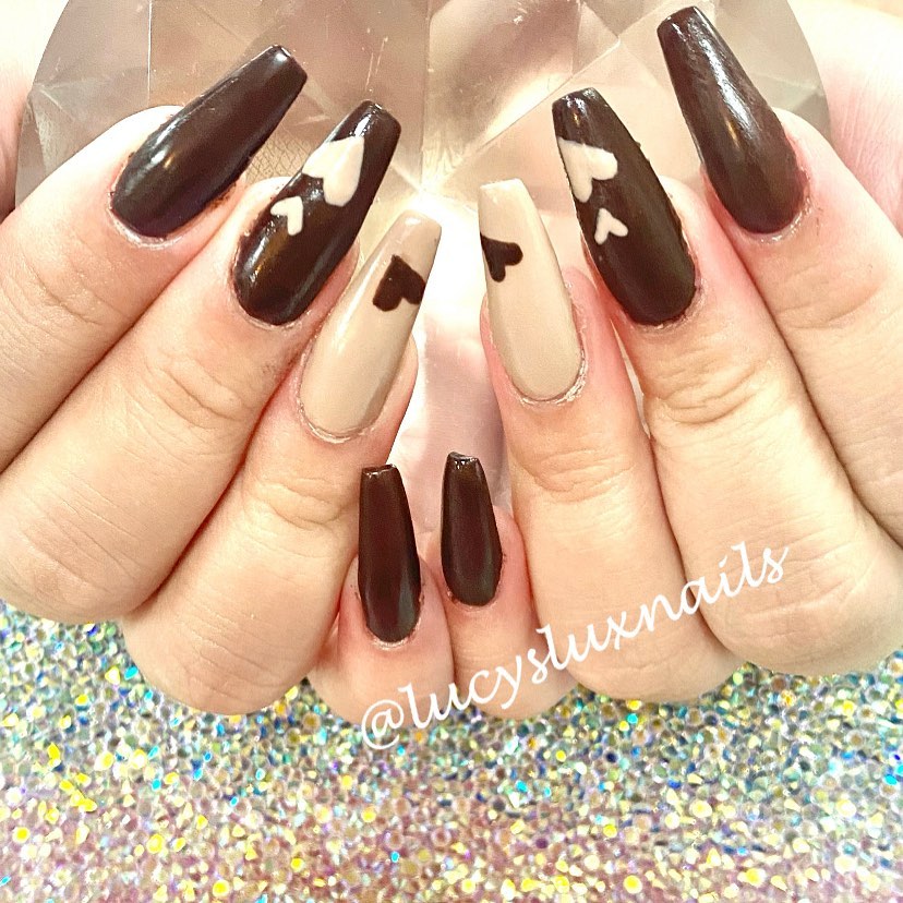 Brown Acrylic Coffin Nails