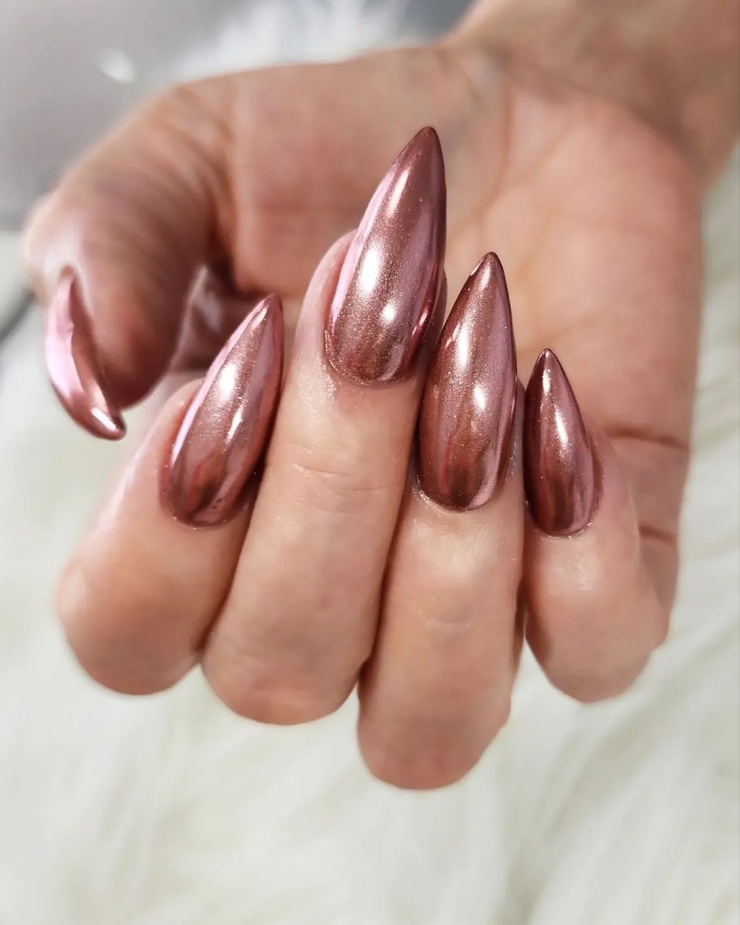 Brown and Rose Gold Nails