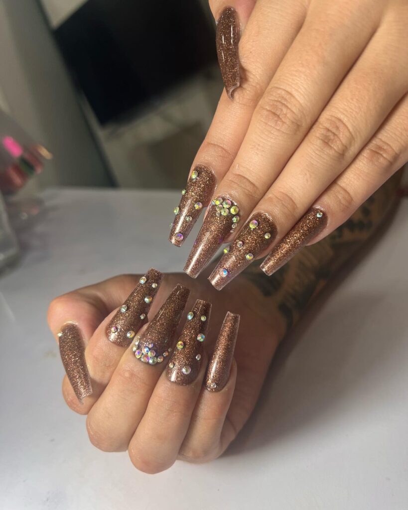 20 Classy Coffin Brown Nails to Flaunt in 2023 - Zohna