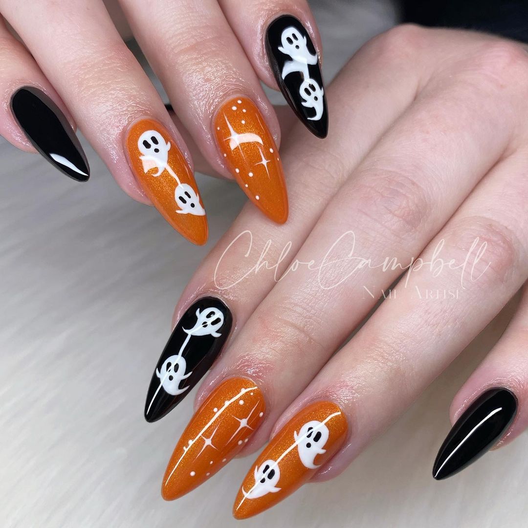 Burnt Orange Halloween Nails