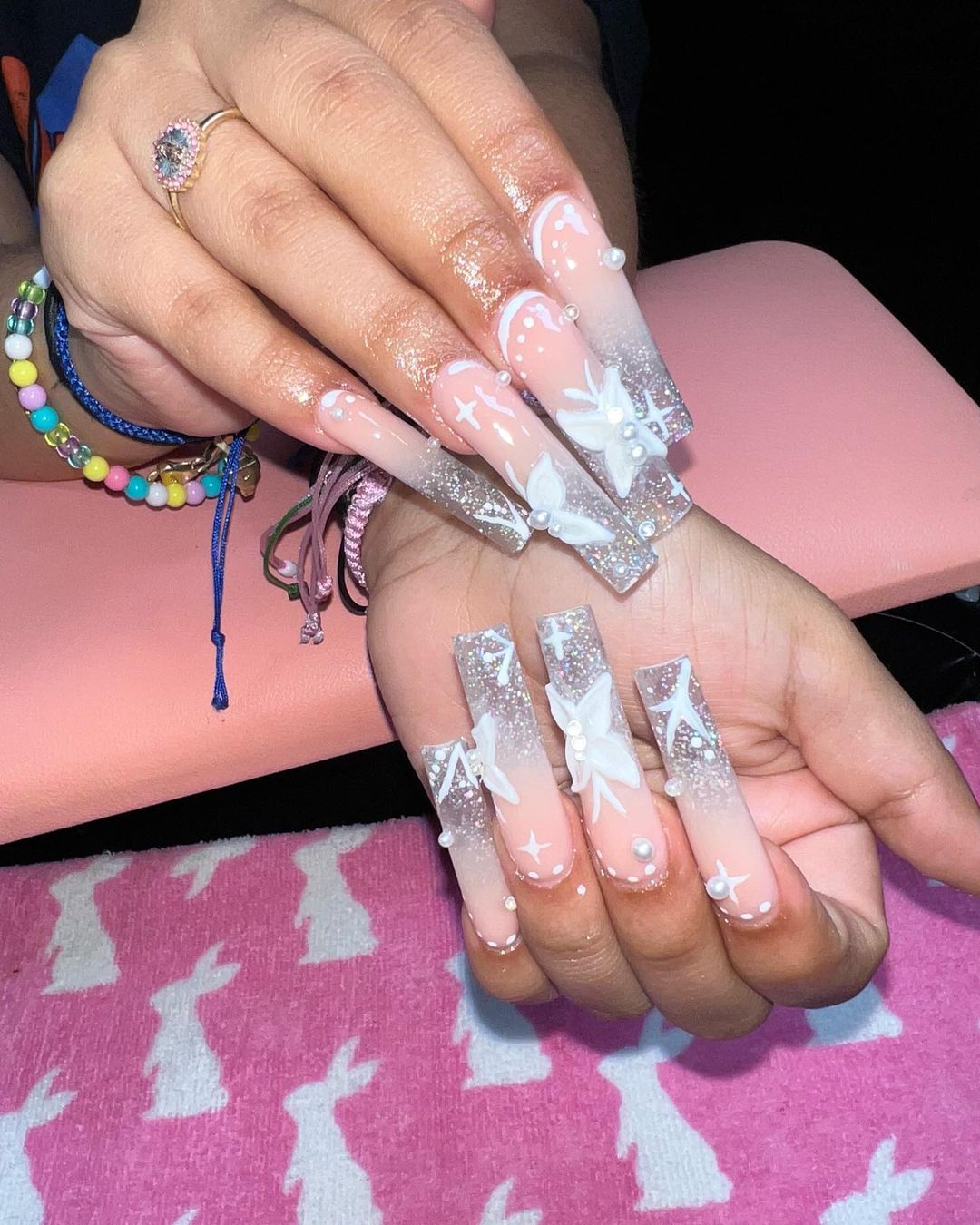 Clear Butterfly Acrylic Nails