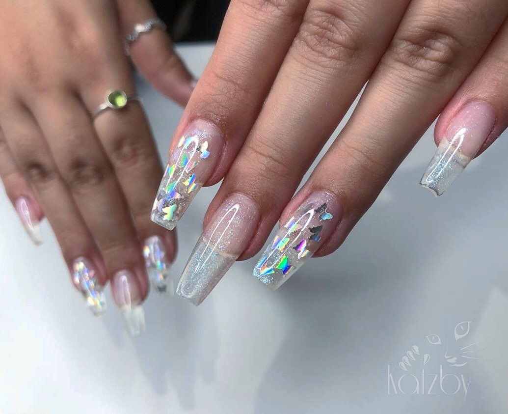 Clear Butterfly Nails