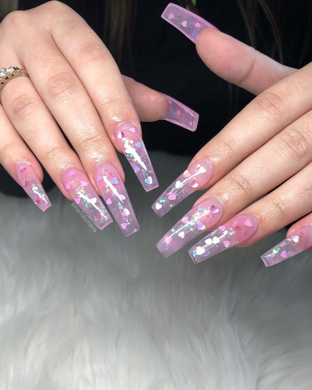 Clear Nails With Hearts