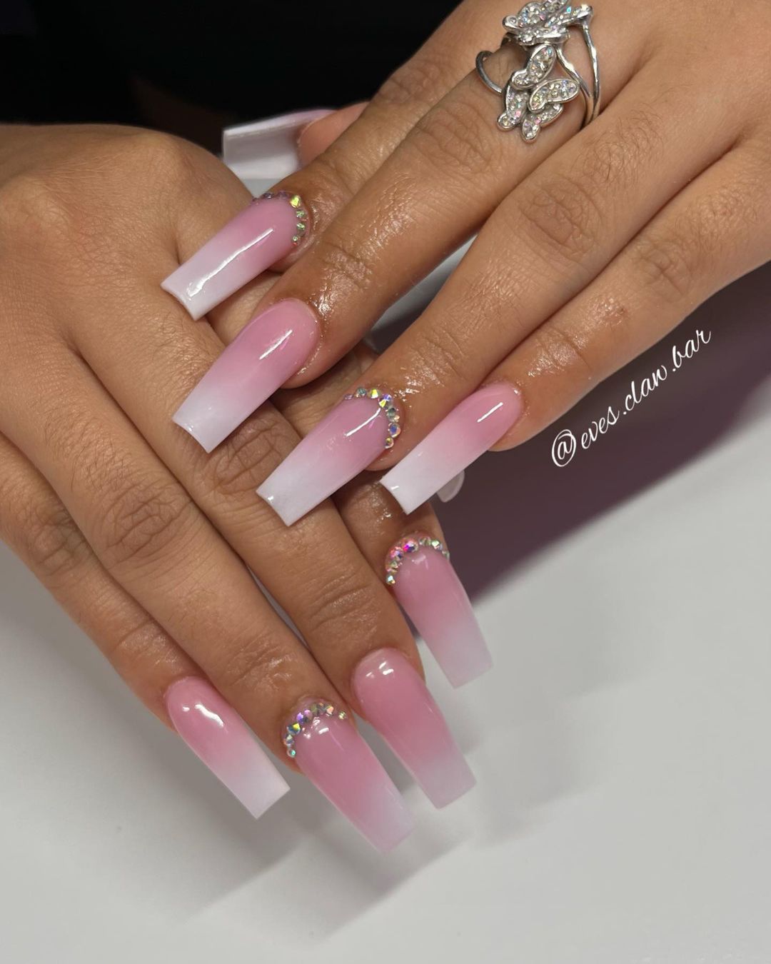 Clear Ombre Acrylic Nails