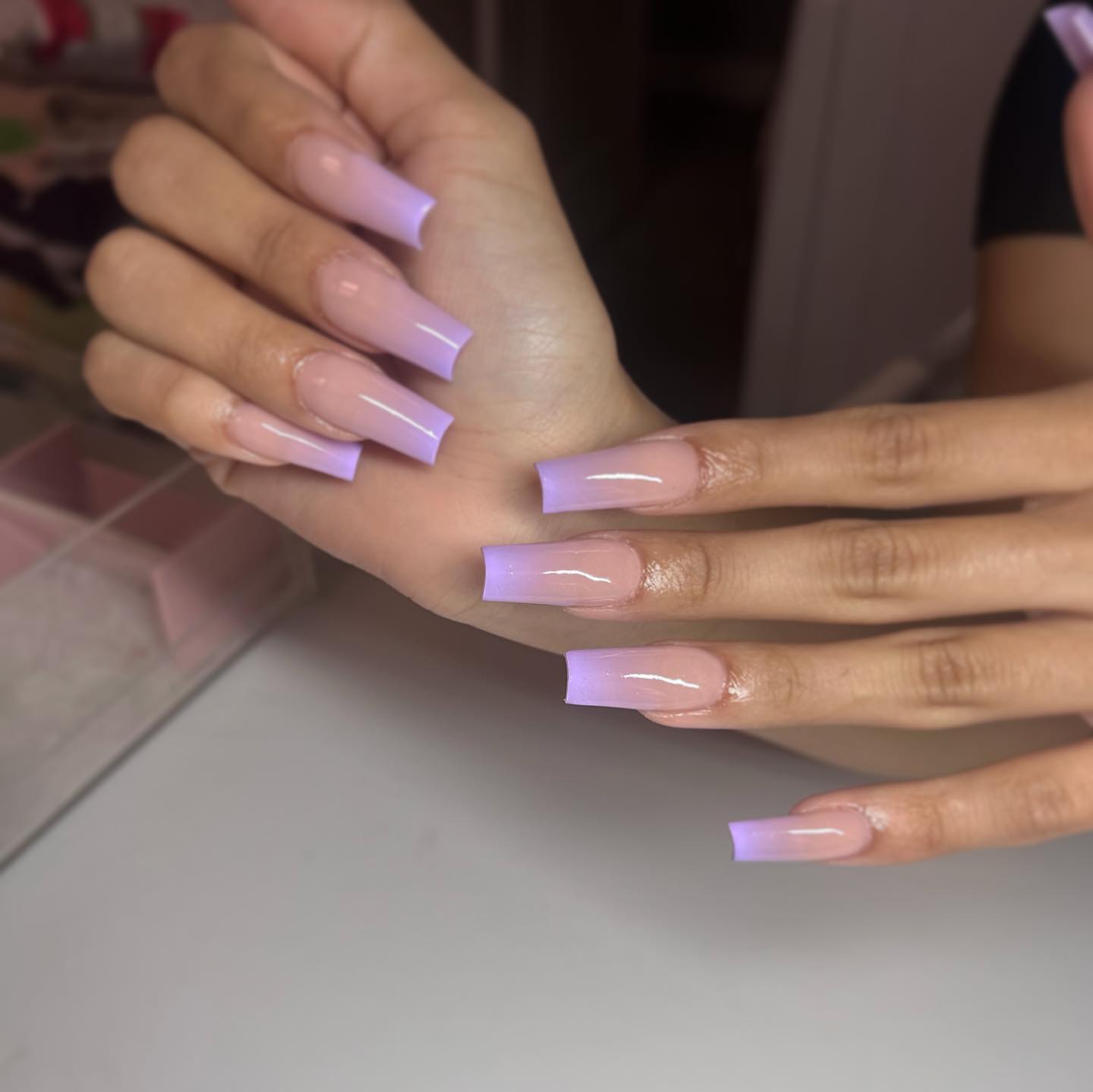 Clear Purple Nails