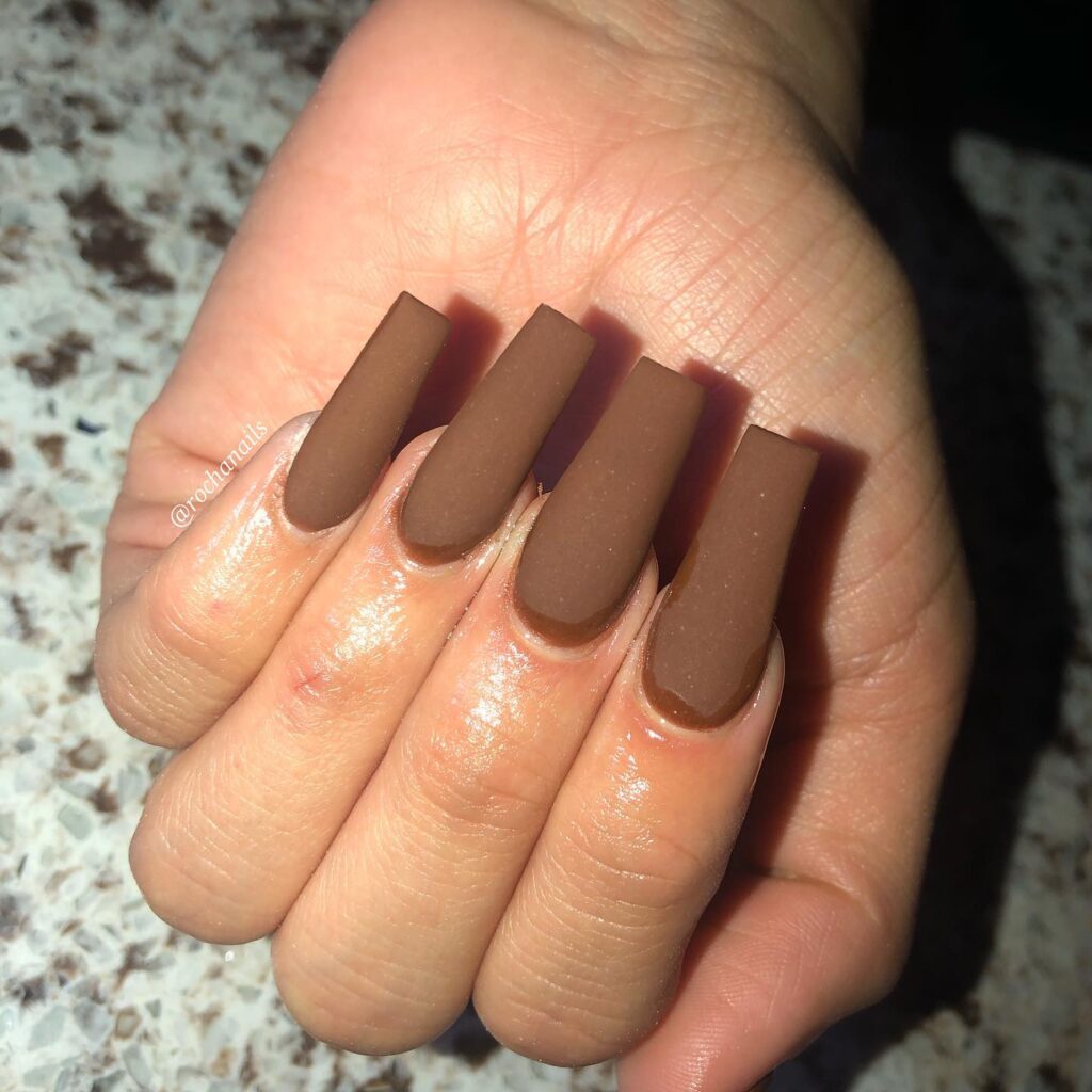 20 Classy Coffin Brown Nails to Flaunt in 2023 - Zohna