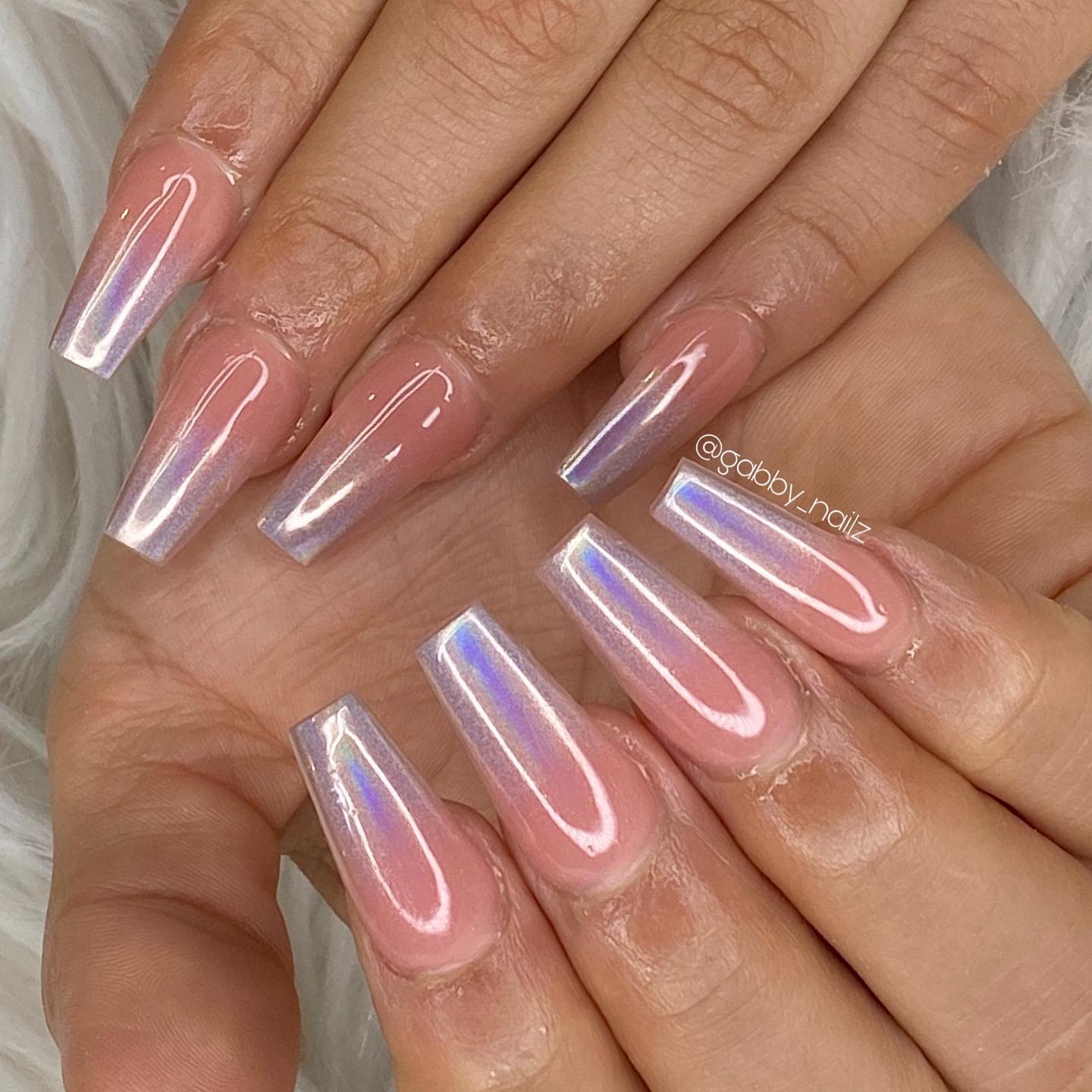 Coffin Summer Holographic Nails