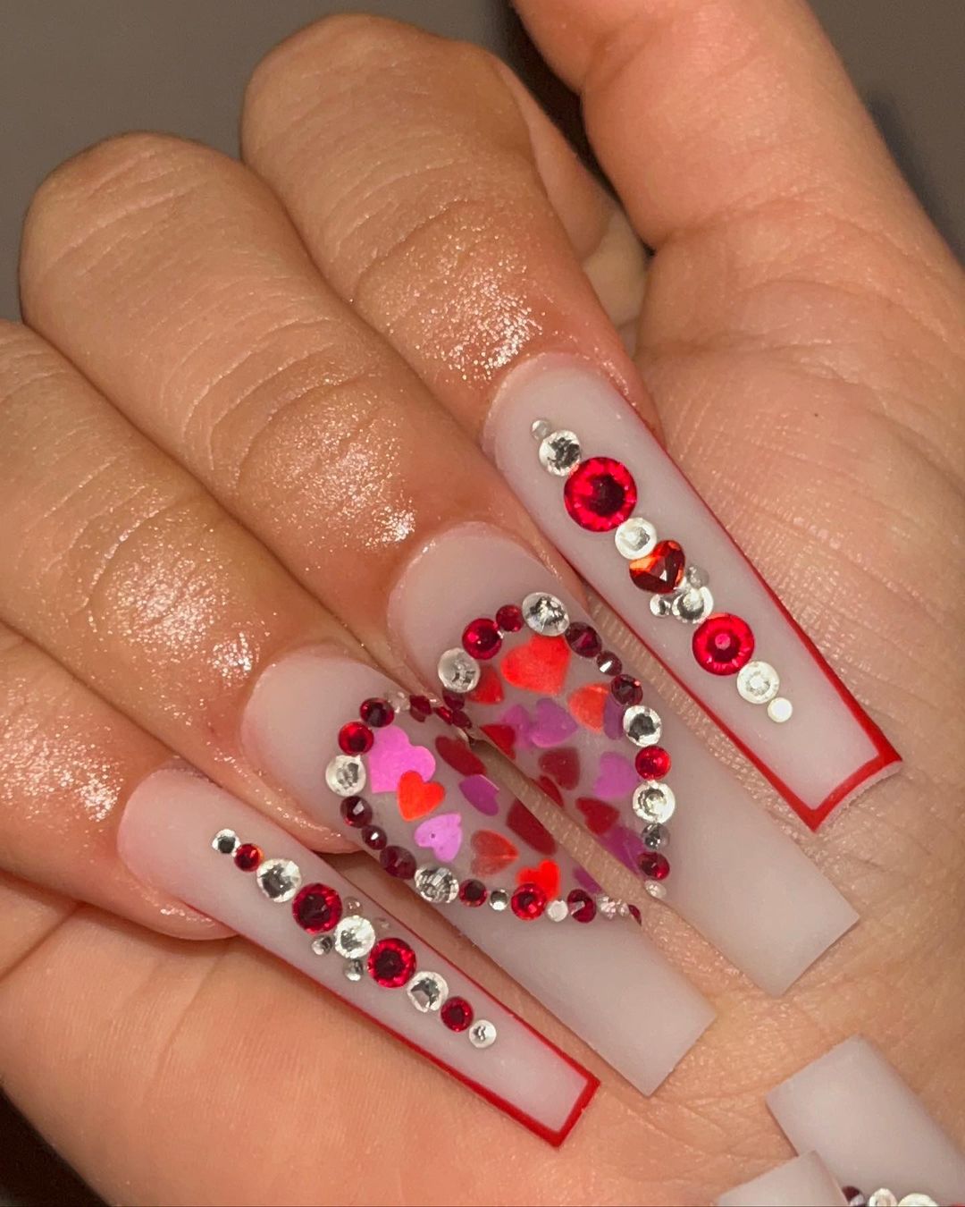 Coffin Valentines Acrylic Nails