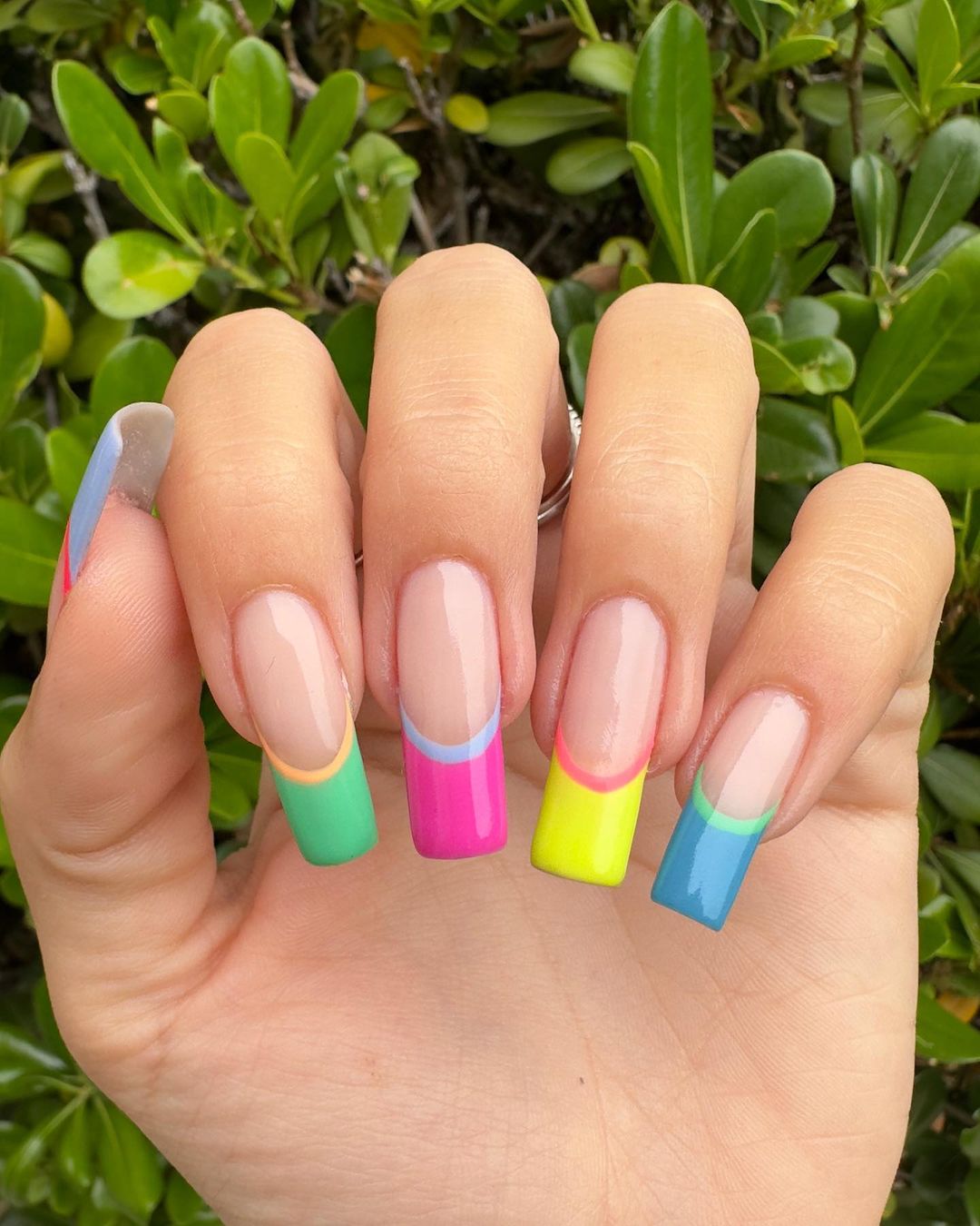 Colored French Tip Acrylic Nails