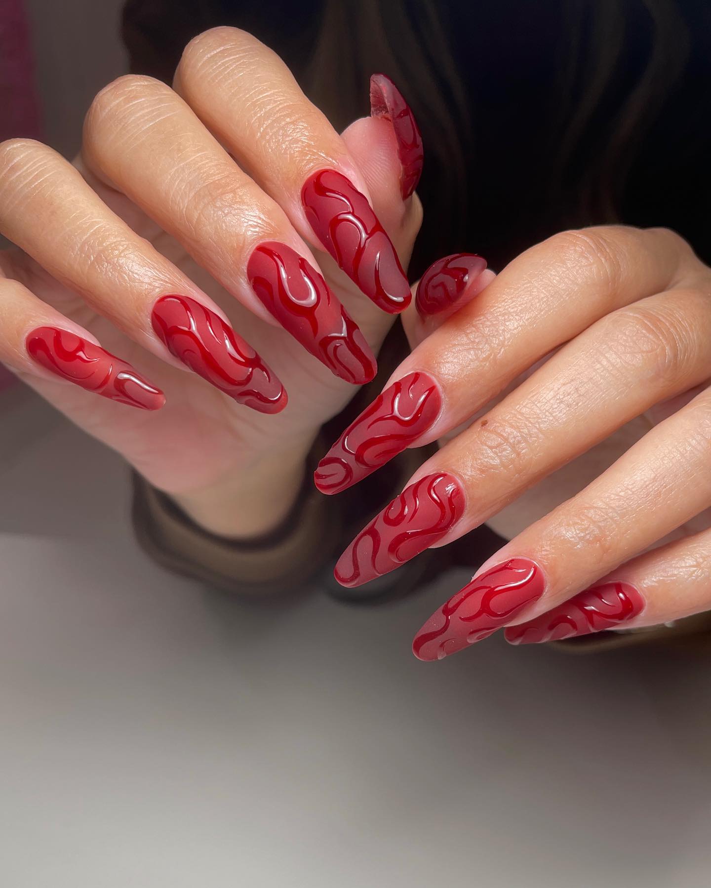 Cool Red Style Nails Matte
