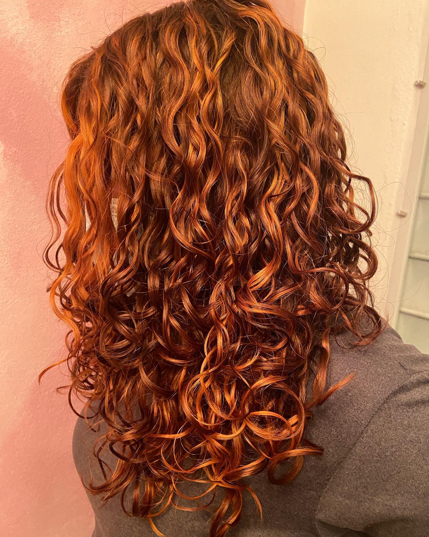 Copper Balayage Curly Hair