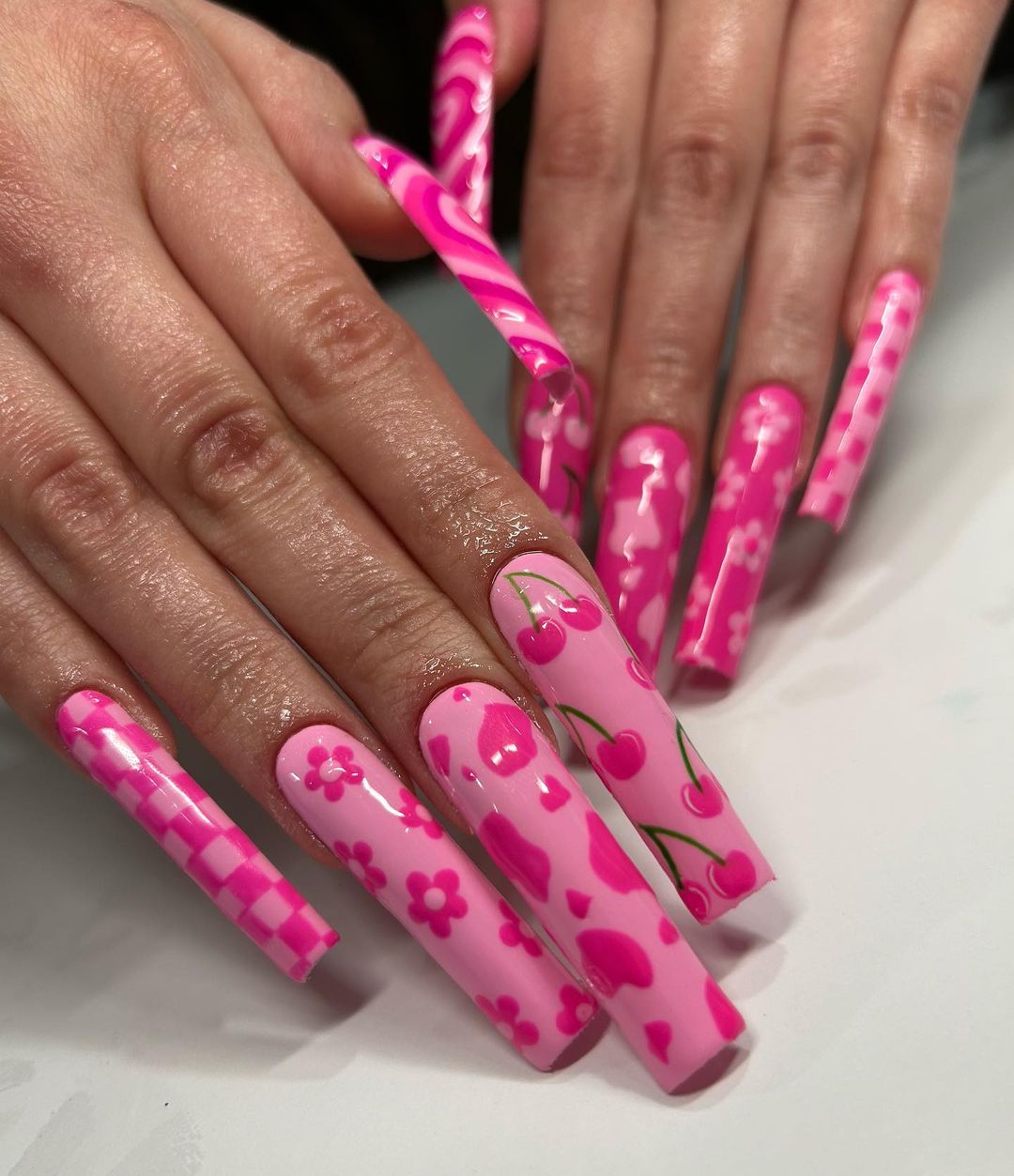 Cow Print Valentines Nails