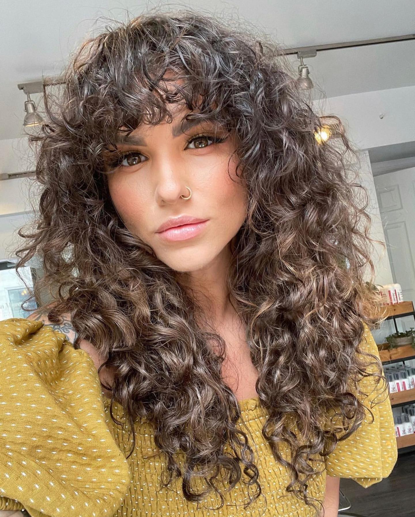 Curtain Bangs with Layers Curly Hair