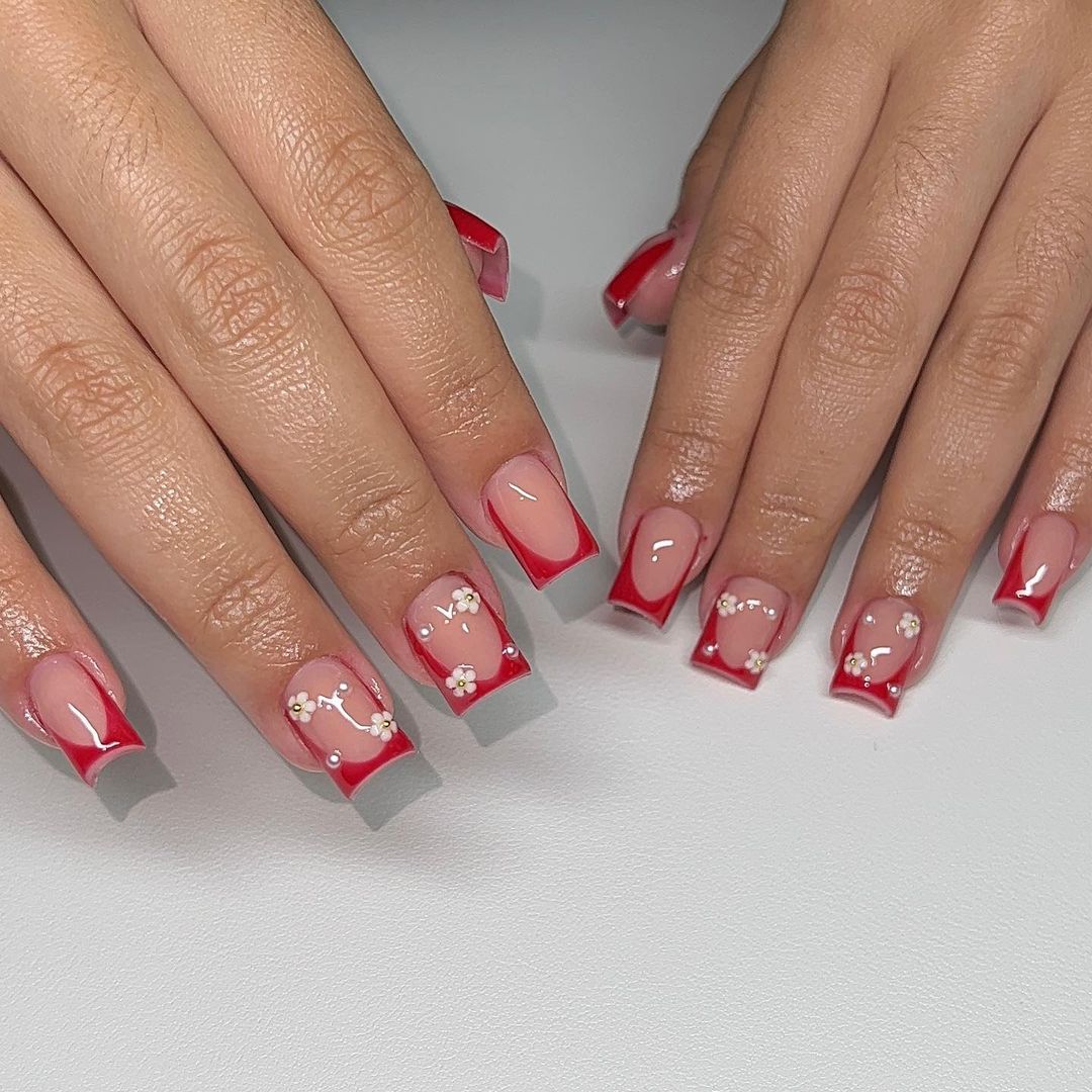 Cute Red Acrylic Nails